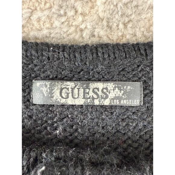 Guess Size XL Alpaca Wool Beaded Snap Button Knee Length Sweater Dress Black - Picture 7 of 11